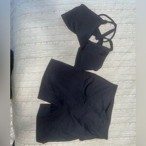 Black Sports Bra and Shorts Set